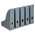 Durable VARICOLOR Plastic Magazine Racks, Gray/Multicolor, 5/Pack (770657)