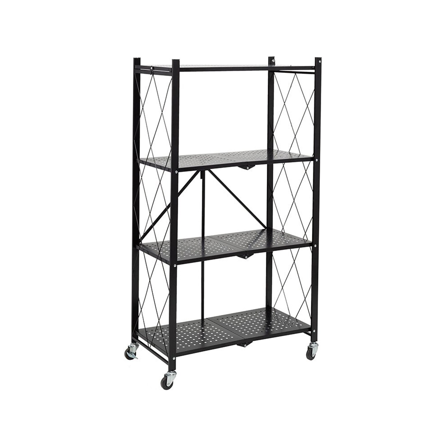 Honey-Can-Do 4-Shelf Metal Mobile Utility Cart with Swivel Wheels, Black (SHF-09576)