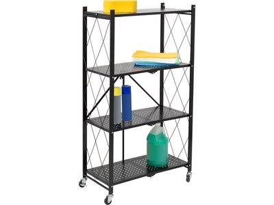 Honey-Can-Do 4-Shelf Metal Mobile Utility Cart with Swivel Wheels, Black (SHF-09576)