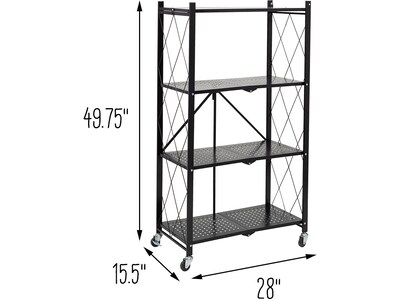 Honey-Can-Do 4-Shelf Metal Mobile Utility Cart with Swivel Wheels, Black (SHF-09576)