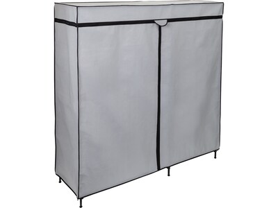 Honey-Can-Do 63" x 60" Portable Wardrobe Closet with Cover, Gray/Black Steel/Polyester (WRD-09198)