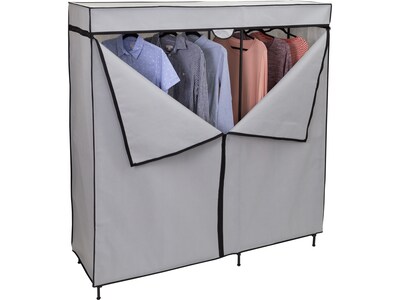 Honey-Can-Do 63" x 60" Portable Wardrobe Closet with Cover, Gray/Black Steel/Polyester (WRD-09198)