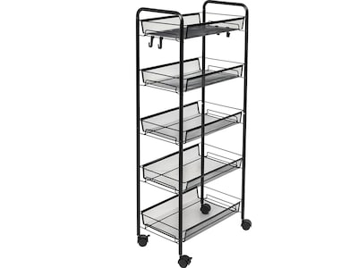 Honey-Can-Do 5-Shelf Metal Mobile Utility Cart with Lockable Wheels, Black (CRT-09585)