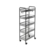 Honey-Can-Do 5-Shelf Metal Mobile Utility Cart with Lockable Wheels, Black (CRT-09585)