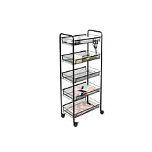 Honey-Can-Do 5-Shelf Metal Mobile Utility Cart with Lockable Wheels, Black (CRT-09585)