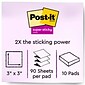 Post-it® Super Sticky Pop-up Notes, 3" x 3", Supernova Neons, 90 Sheets/Pad, 10 Pads/Pack (R330-10SSMIA)