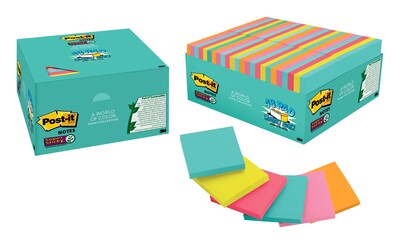 Post-it® Super Sticky Notes, 3 x 3, Supernova Neons, 70 Sheets/Pad, 48 Pads/Pack (654-48SSMIA-CP)