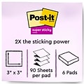 Post-it® Super Sticky Pop-up Notes, 3 x 3, Supernova Neons, 90 Sheets/Pad, 6 Pads/Pack (R330-6SSMI