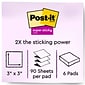 Post-it® Super Sticky Pop-up Notes, 3" x 3", Supernova Neons, 90 Sheets/Pad, 6 Pads/Pack (R330-6SSMIA)