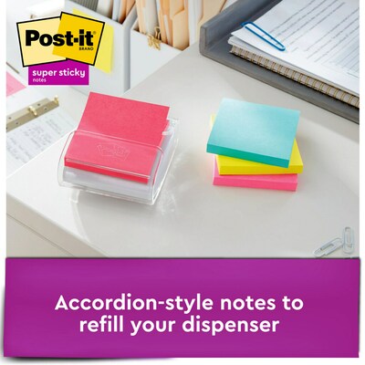 Post-it Super Sticky Dispenser Pop-up Notes, 3" x 3", Supernova Neons, 90 Sheets/Pd, 16 Pd/Pk (R33012SSMIA)