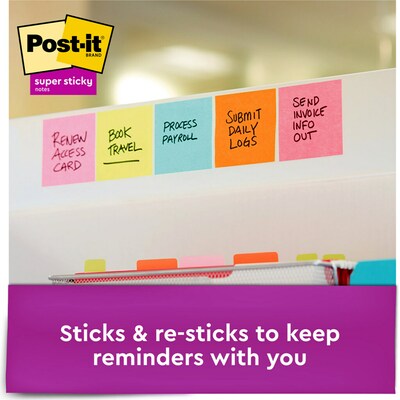 Post-it® Super Sticky Pop-up Notes, 3" x 3", Supernova Neons, 90 Sheets/Pad, 6 Pads/Pack (R330-6SSMIA)