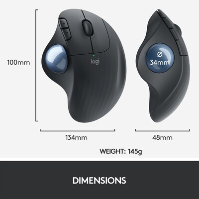 Logitech M575 Ergonomic Wireless Trackball USB Mouse, Black (910-005869)