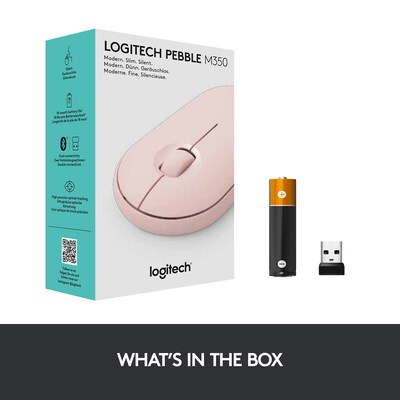 Logitech Pebble M350 Wireless Ambidextrous Optical USB Mouse, Rose (910-005769)