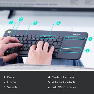 Logitech® K400 Wireless Touch Keyboard; Black | Quill.com