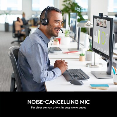 Logitech H390 Computer Headset, Over-the-Head, Black (981-000014)
