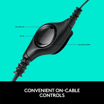 Logitech H390 Computer Headset, Over-the-Head, Black (981-000014)