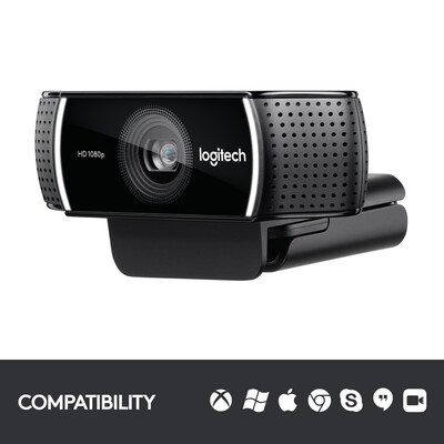 Logitech C922 Pro Stream Webcam 1080P Camera for HD Video Streaming, Black (960-001087)