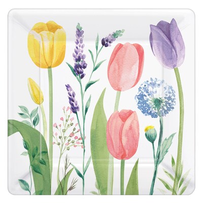 Amscan Spring Tulip Garden 7 in. Square Paper Plates (542495)