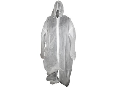 Unimed Large Coverall with Hood, White, 25/Carton (WPCH102700L)