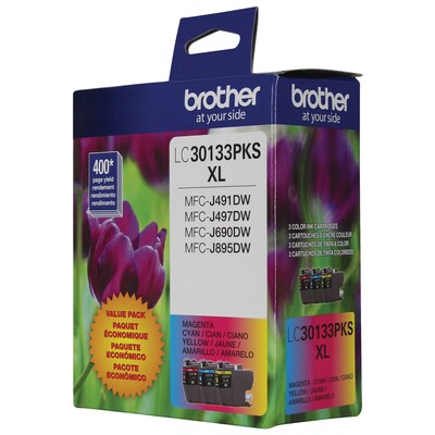 Brother LC30133PKS Cyan/Magenta/Yellow High Yield Ink Cartridge, 3/Pack