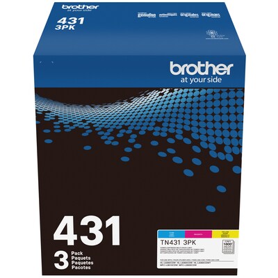 Brother TN-431 Cyan/Magenta/Yellow Standard Yield Toner Cartridge, 3/Pack (TN4313PK)