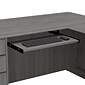 Bush Furniture Saratoga 66" L-Shaped Computer Desk with Drawers and Bookcase Set, Modern Gray (SAR005MG)
