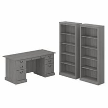 Bush Furniture Saratoga 66W Executive Desk and Bookcase Set, Modern Gray (SAR003MG)