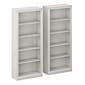 Bush Furniture Saratoga 72H 5-Shelf Bookcase with Adjustable Shelves, Linen White Oak Laminate, 2/S