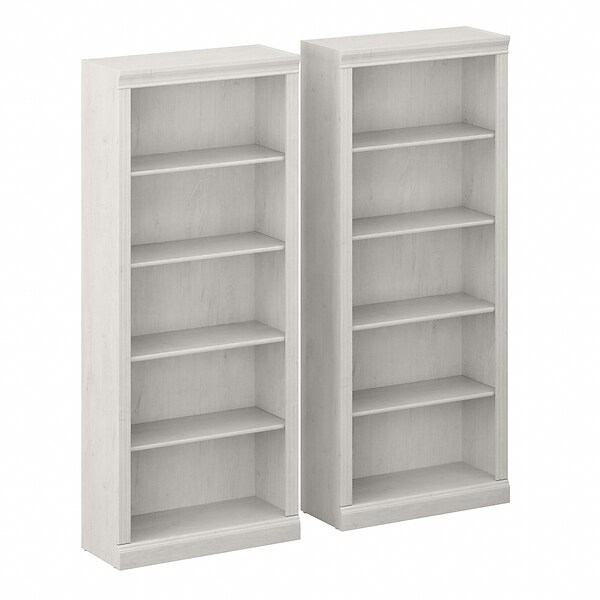 Bush Furniture Saratoga 5-Shelf 72H Bookcase Set, Linen White Oak (SAR008LW)