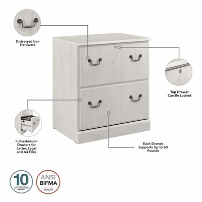 Bush Furniture Saratoga 2-Drawer Lateral File Cabinet, Linen White Oak (EX45754-03)