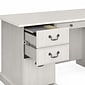 Bush Furniture Saratoga 66" Executive Desk with File Cabinet and Bookcase Set, Linen White Oak (SAR001LW)