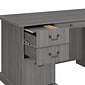 Bush Furniture Saratoga 66"W Executive Desk with File Cabinet and Bookcase Set, Modern Gray (SAR001MG)