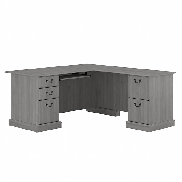 Bush Furniture Saratoga 66 L-Shaped Computer Desk with Drawers, Modern Gray (EX45870-03K)