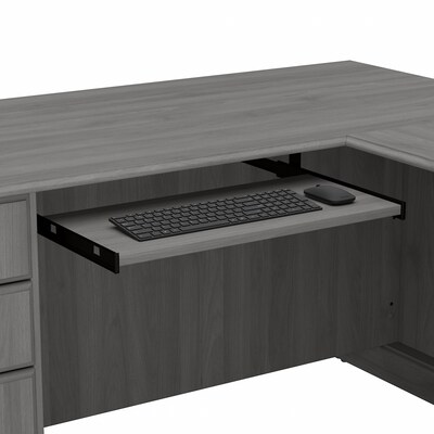 Bush Furniture Saratoga 66"W L Shaped Computer Desk with File Cabinet and Bookcase Set, Modern Gray (SAR002MG)
