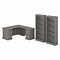 Bush Furniture Saratoga 66 L-Shaped Computer Desk with Drawers and Bookcase Set, Modern Gray (SAR00