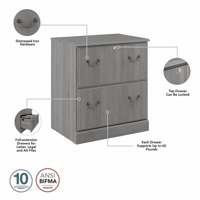 Bush Furniture Saratoga 2-Drawer Lateral File Cabinet, Locking,  Modern Gray (EX45854-03)