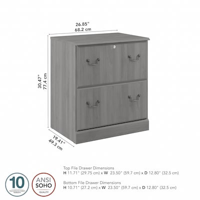 Bush Furniture Saratoga 2-Drawer Lateral File Cabinet, Locking,  Modern Gray (EX45854-03)