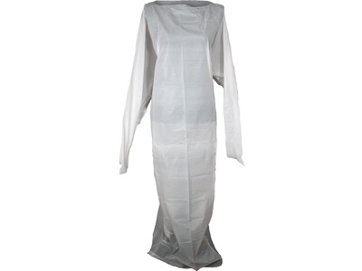 Unimed Unisex CPE Isolation Gown, White, 55, 100/Case (WTLG102755W)