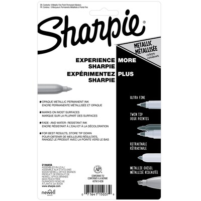 Sharpie 2003900 Metallic Permanent Markers, Fine Point, Gold/Silver/Bronze, 36/Pack