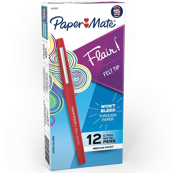 Paper Mate Flair Felt Tip Marker Pen, Assorted Ink, Medium - 48 pack