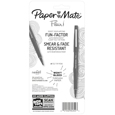 Paper Mate Flair Felt Tip Pens, Medium Point, Black Ink