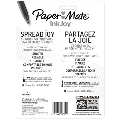 Paper Mate InkJoy 300RT Retractable Ballpoint Pens, Medium Point, 1.0mm, Assorted Ink, 8/Pack (1781564/1945921)