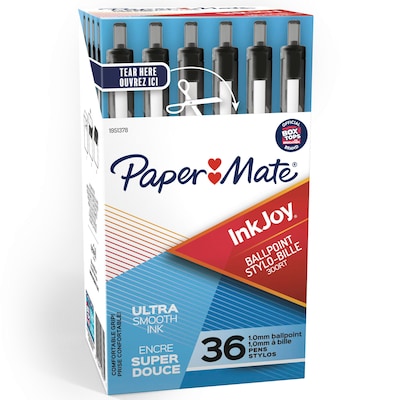 Paper Mate InkJoy 300RT Retractable Ballpoint Pens, Medium Point, 1.0mm, Black Ink, 36/Pack (1921068