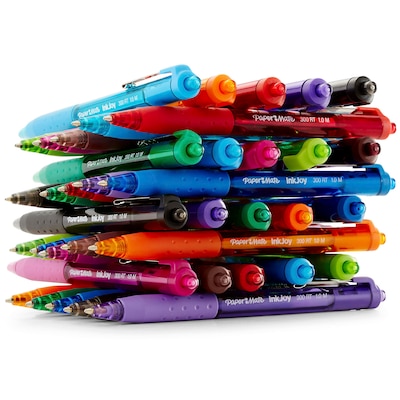 Clip-Clicks Rainbow Comfort Grip, Colored Ink, Ball Point Pens (8 pack) in  8 colors (Pink, Red, Yellow, Green, Teal, Blue, Purple and Black)