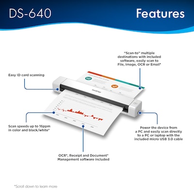 Brother DSmobile DS-640 Portable Scanner White