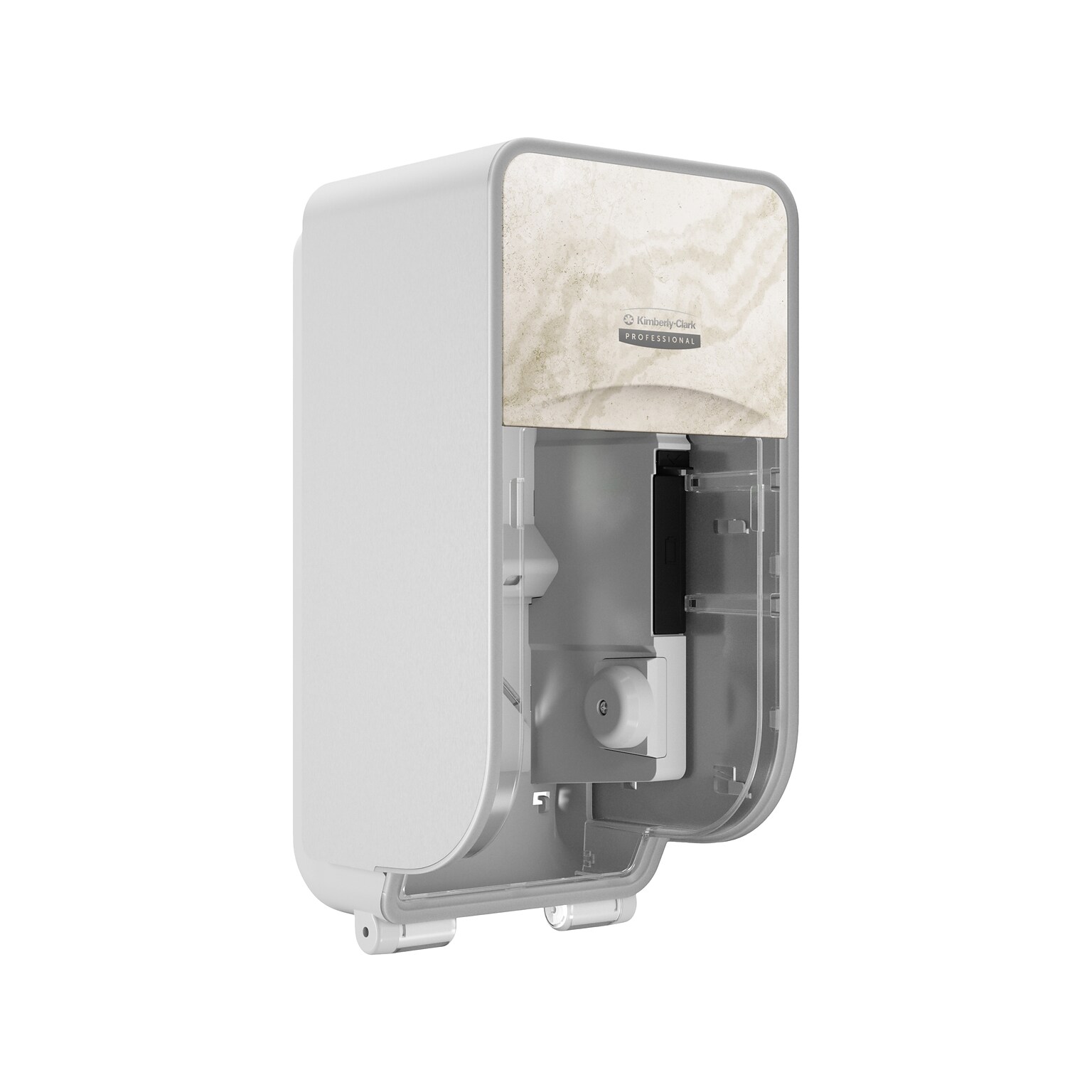 Kimberly-Clark Professional ICON Coreless 2-Roll Vertical Toilet Paper Dispenser with Faceplate, Warm Marble (58741)