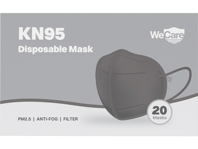 WeCare Disposable KN95 Face Mask, Adult, Dark Gray, 20/Pack (WCKN100)