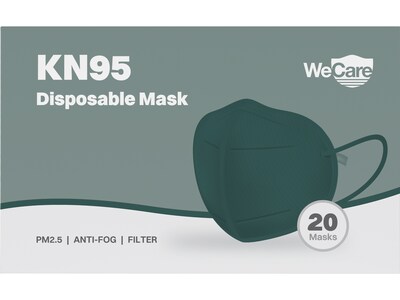 WeCare Disposable KN95 Face Mask, Adult, Dark Green, 20/Pack (WCKN103)