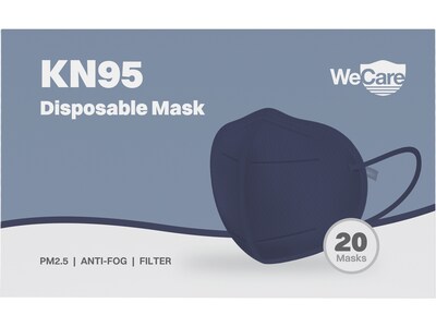 WeCare Disposable KN95 Face Mask, Adult, Navy, 20/Pack (WCKN106)