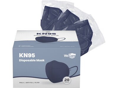 WeCare Disposable KN95 Face Mask, Adult, Navy, 20/Pack (WCKN106)